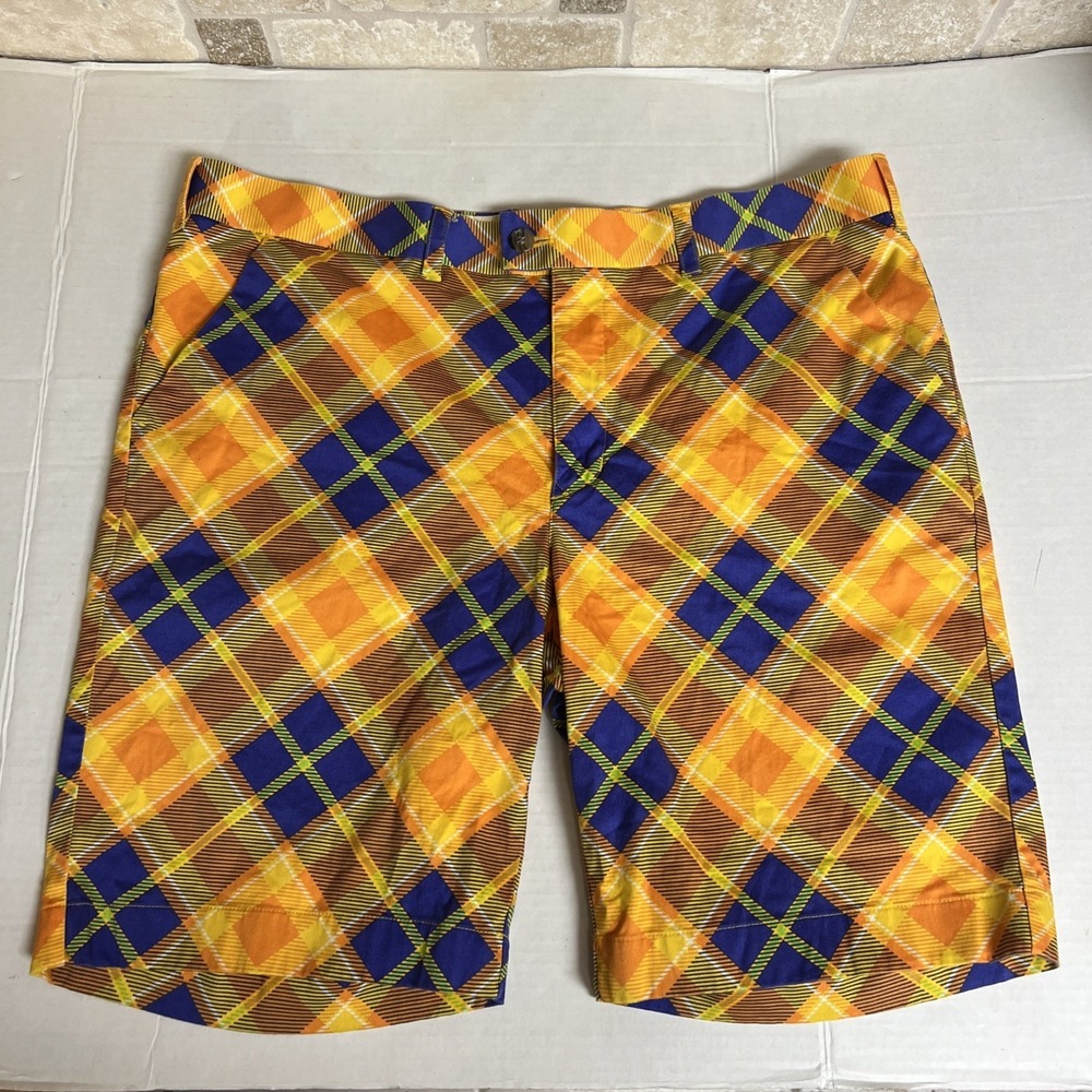 Loudmouth Golf Shorts Men's 40 Purple Gold‎ Orange Argyle LSU